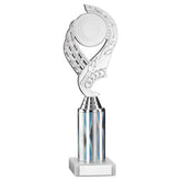 SILVER 'OLYMPIC' HOLDER ASSEMBLED ON MARBLE (2" CEN/3" TUBE) - 10in